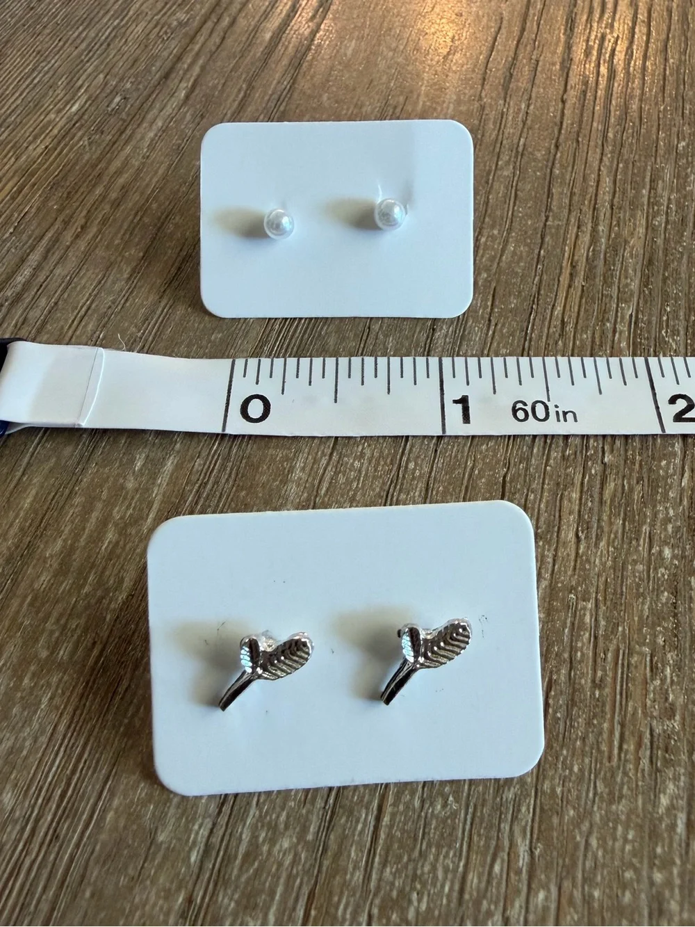 Silver Leaf and Pearl Stud Earring Set - 2 pairs total